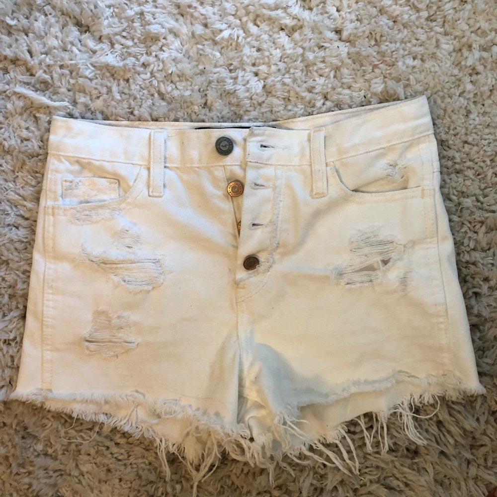 Hollister white high waisted jean shorts